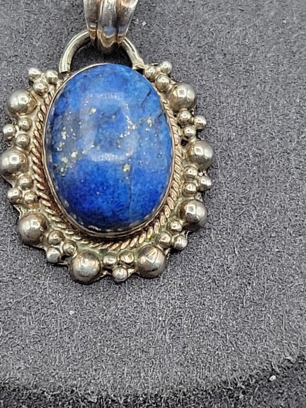 Sterling Silver & Lapis Lazuli Bubble Pendant Necklace 925 18" Chain 8.78 grams - Picture 7 of 14